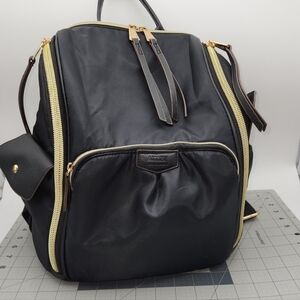 Aimee Kestenberg Baby Backpack Rome Black Nylon Backpack Gold Zipper Pre-owned